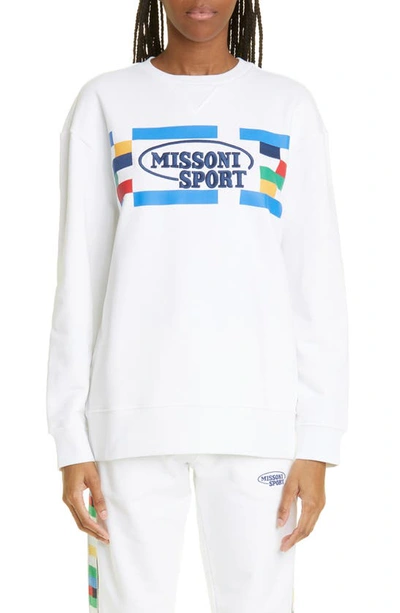 Missoni Printed & Embroidered Cotton Sweatshirt In White