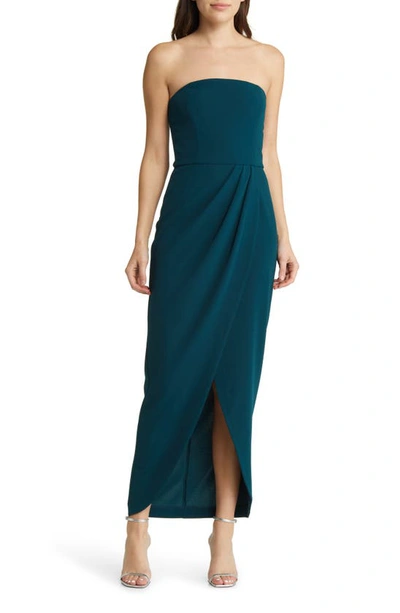 Wayf The Angelique Strapless Tulip Gown In Deep Teal