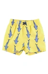 Ruggedbutts Boy's Solid Rash Guard W/ Printed Swim Trunks In Yellow
