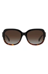 Kate Spade Laynes 55mm Gradient Sunglasses In Black Havana/ Brown Polar