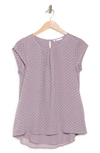 Dr2 By Daniel Rainn Floral Clip Dot Cap Sleeve Tunic Blouse In Wisteria