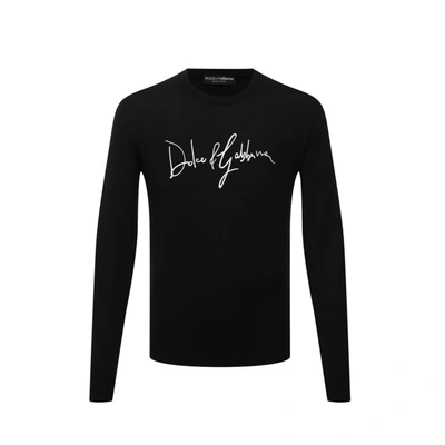 Dolce & Gabbana Logo Embroidered Wool Jumper In Black