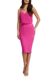 DRESS THE POPULATION ALONDRA BLOUSON SHEATH DRESS