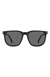 Carrera Eyewear 54mm Polarized Rectangle Sunglasses In Black Grey Polar