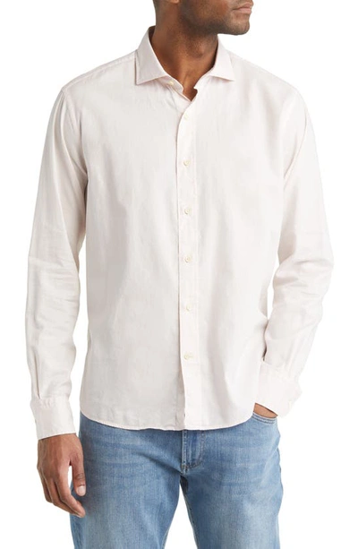 Peter Millar Sojourn Cutaway-collar Garment-dyed Cotton-poplin Shirt In White