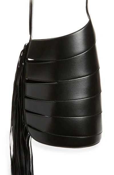 Alaïa Babel Medium Fringe Cutout Bucket Bag In Black