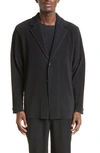 Issey Miyake Pleated Sport Coat In 15-black