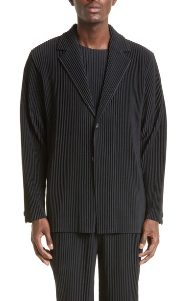 Issey Miyake Pleated Sport Coat In 15-black