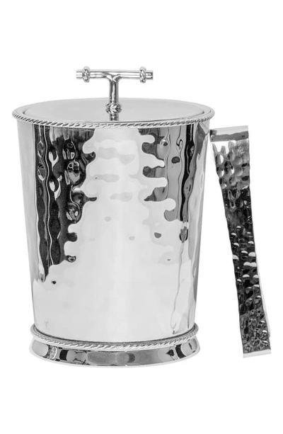 JULISKA GRAHAM STAINLESS STEEL LIDDED ICE BUCKET & TONGS SET