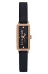 Kate Spade Women's Rose-goldtone Stainless Steel, Cubic Zirconia & Leather Strap Watch In Navy / Rose Gold