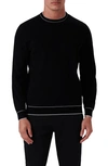 Bugatchi Tipped Cotton Blend Sweater In Caviar