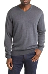 Peter Millar Autumn Crest V-neck Merino Wool Blend Sweater In Charcoal