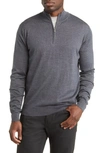 Peter Millar Crown Soft Quarter Zip Merino Wool Blend Pullover In Charcoal