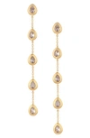 Ettika Single File Crystal Cubic Zirconia Teardrop Linear Drop Earrings In 18k Gold Plated In Gold