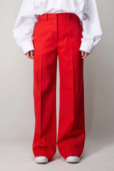 Lanvin Wide Leg Tailored Pant In Red