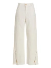 Blumarine Cotton Denim High Waist Jeans W/ Zips In White