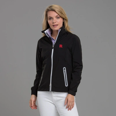 Zero Restriction Rutgers | Hooded Olivia Jacket | Collegiate In Black/metallic Silver