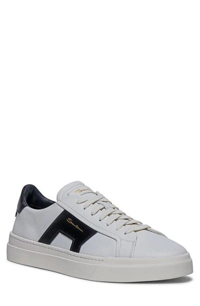 Santoni Double Buckle Inspired Sneaker In White-i10