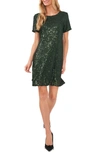 Cece Sequin Minidress In Pine Green