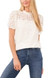 CECE PUFF SLEEVE FLORAL LACE BLOUSE
