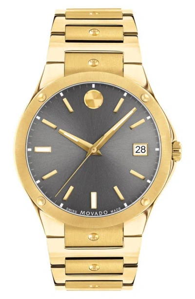 Movado Men's Se Swiss Quartz Yellow Pvd Bracelet Watch 41mm In Gold