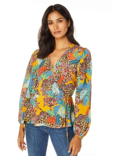 Robert Graham Elise Printed Blouson-sleeve Wrap Blouse In Multi