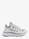 Versace Nylon And Leather Sneakers With Baroque Motif In White