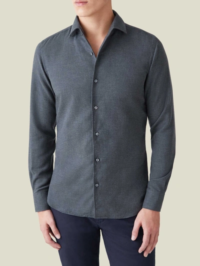 Luca Faloni Charcoal Grey Cashmere-cotton Shirt In Dark Grey
