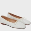 Mansur Gavriel Square Toe Ballerina In Embossed Bianca