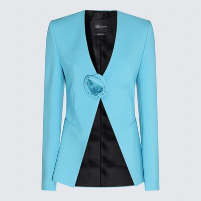 Blumarine Floral-detail Tailored Blazer In Light Blue