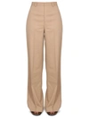 Red Valentino High-waisted Wide-leg Trousers Front Pleats In Beige