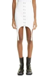 Dion Lee High Waist Corset Front Garter Organic Stretch Cotton Miniskirt In Ivory