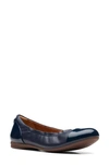 Clarks Rena Jazz Flat In Navy Leather