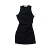 ALEXANDER WANG T ALEXANDER WANG.T HEAVY SOFT JERSEY FITTED TANK DRESS WITH TWIST DETAIL BLACK