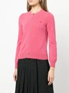 Comme Des Garçons Play Pink Wool Layered Double Heart Cardigan In 4 Pink