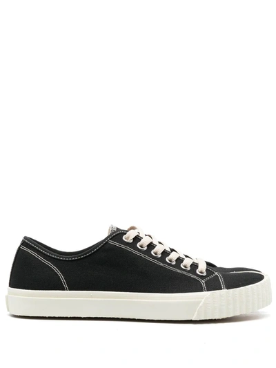 Maison Margiela Tabi Canvas Low Sneakers In Black