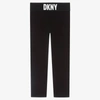 Dkny Girls Black Cotton Logo Leggings In Black