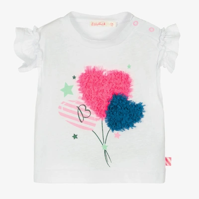 Billieblush Babies' Girls White Balloon Hearts Cotton T-shirt