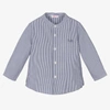 Il Gufo Boys Blue Striped Cotton Shirt In Blue