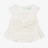 ABEL & LULA GIRLS IVORY EMBROIDERED ORGANZA BLOUSE