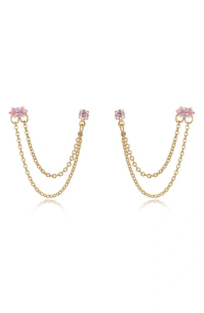 ETTIKA DOUBLE PIERCING CHAIN DROP EARRINGS