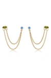 ETTIKA DOUBLE PIERCING CHAIN DROP EARRINGS