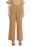 Staud Luisa Pleated Cotton-twill Wide-leg Pants In Rosemary