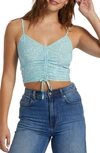 Roxy Vibrant Light Ruched Crop Tank In Tourmaline Pretty Pa