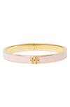 Tory Burch Kira Enamel Hinge Bracelet In Tory Gold / Orchid Pink