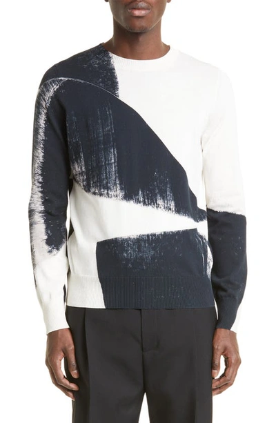 Alexander Mcqueen Brushstroke Jacquard Cotton Sweater In Multicolor