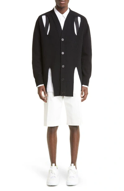 Alexander Mcqueen Slashed Oversized Cardigan In Black