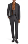 Zegna Pin Dot Trofeo Milano Wool Suit In Dark Grey Solid