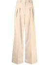 Calvin Klein Pleated Wide-leg Trousers In Golden