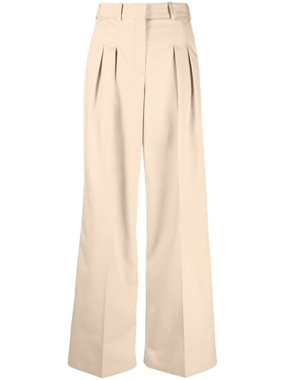 Calvin Klein Pleated Wide-leg Trousers In Golden